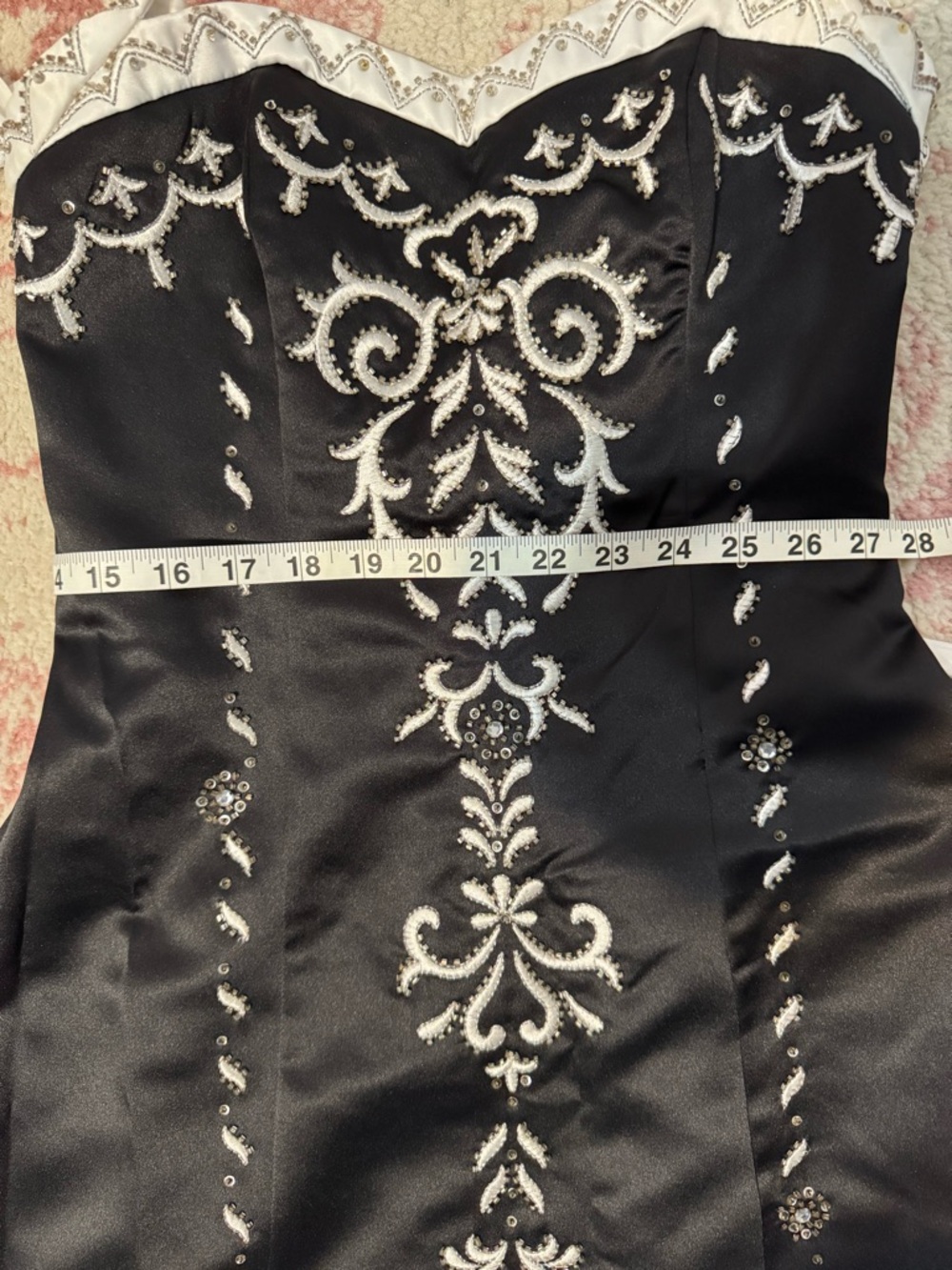 Morgan & Co. Strapless Black Dress with White Embroidery - Picture 6 of 8